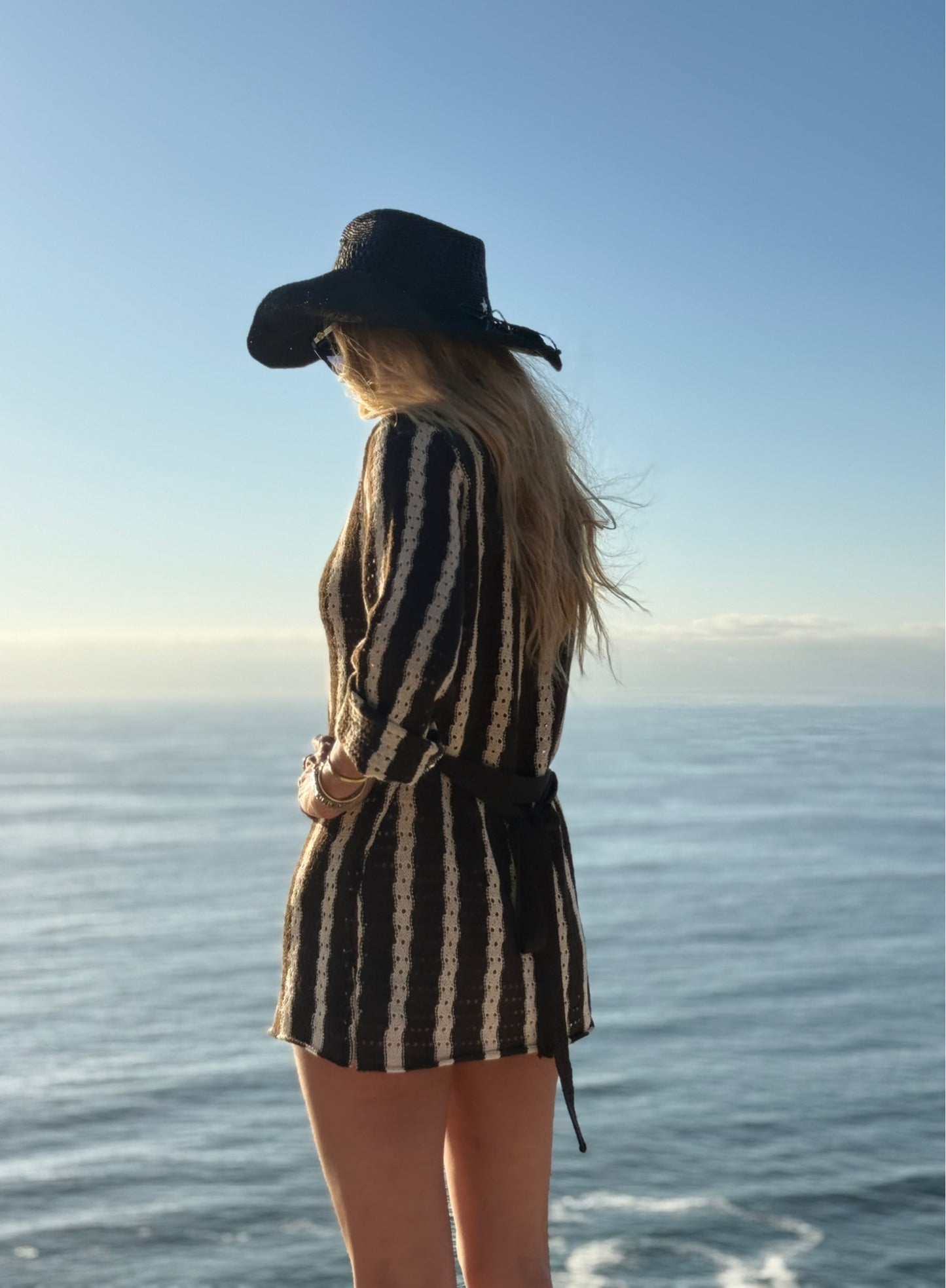 top tejido gitana del mar café