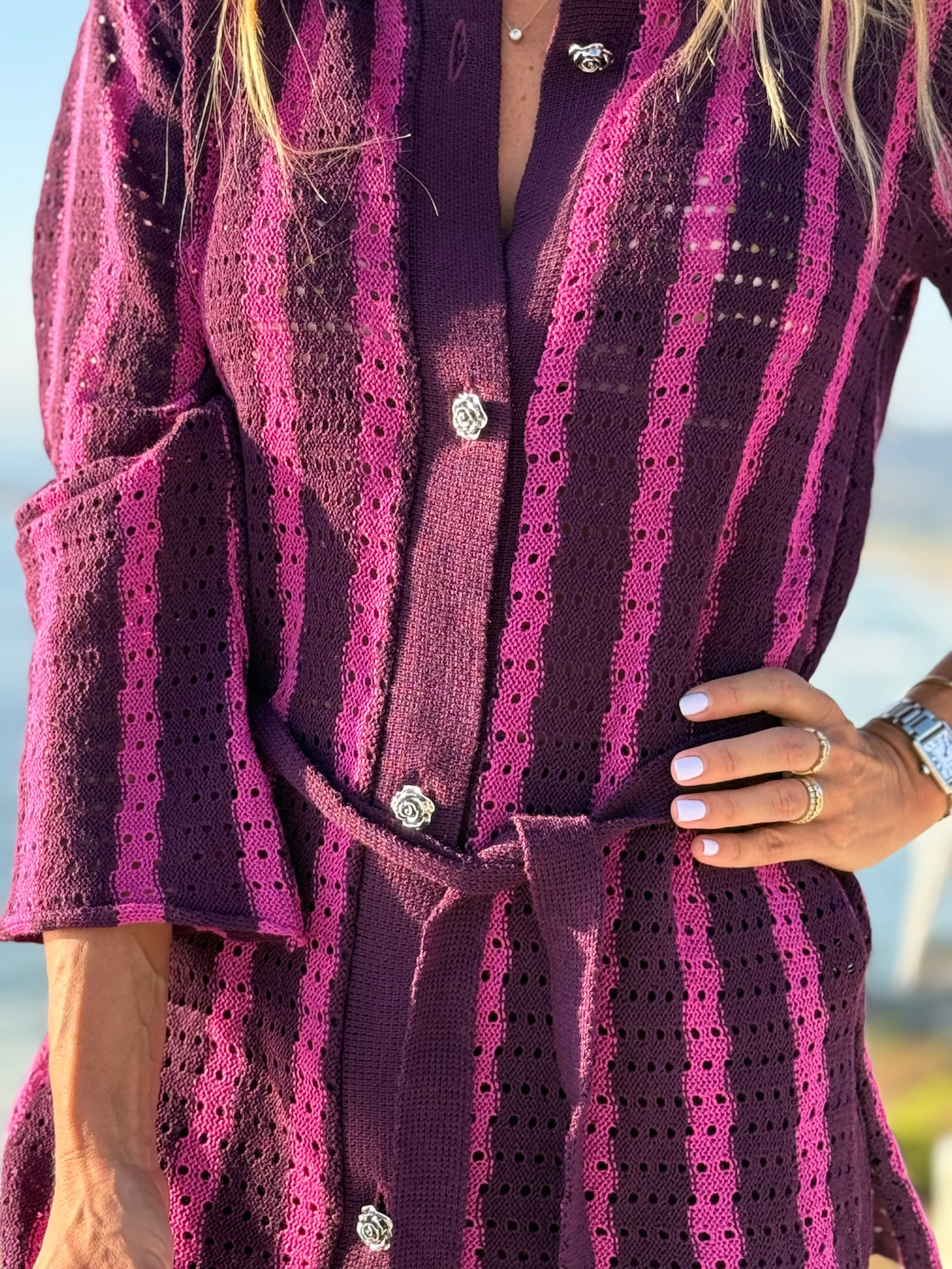 top tejido gitana del mar fucsia