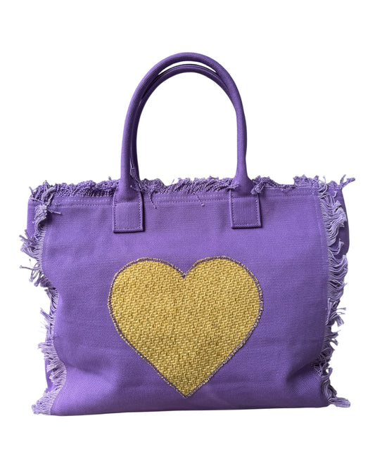 Bolso Morado Corazon Mostaza