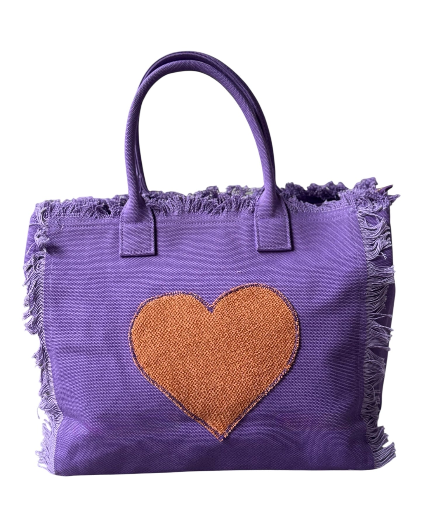 bolso morado corazón naranjo